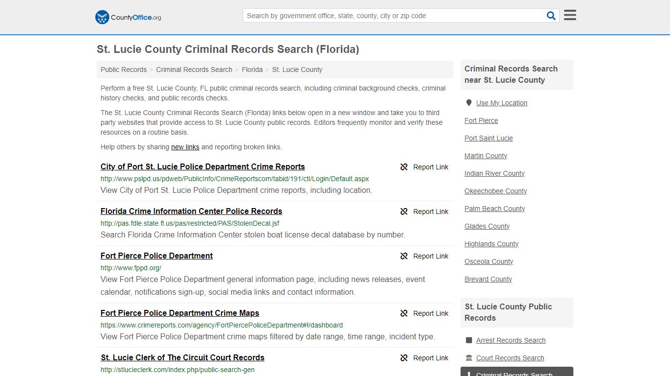 St. Lucie County Criminal Records Search (Florida) - County Office